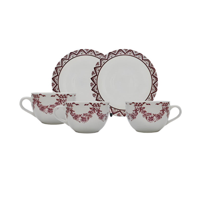 Lagny Pink Cup Saucer Set 12pcs
