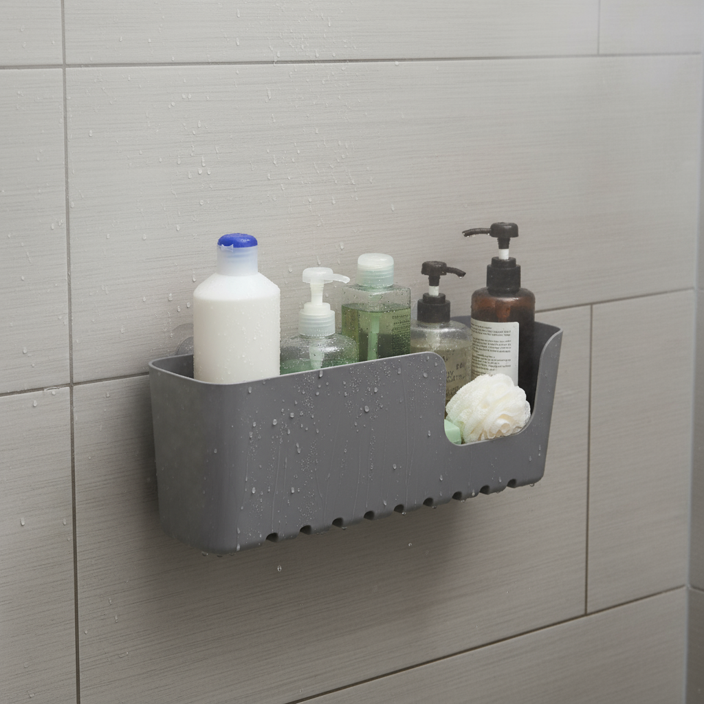 Large Bathroom Shower Basket Standard Grey
