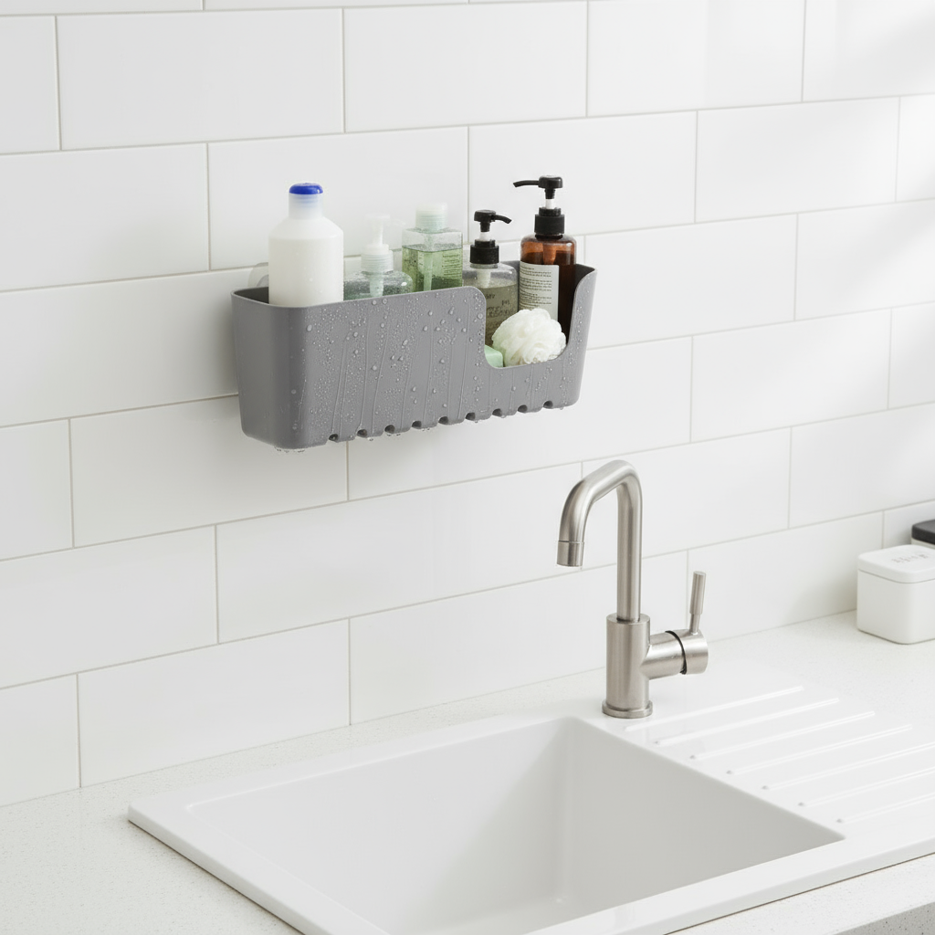 Large Bathroom Shower Basket Standard Grey