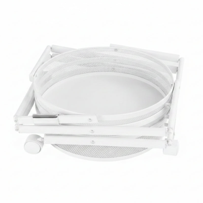 3 Tier Round Rotating Storage Trolley With Wheels White