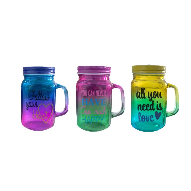 Mason Jar Two Toned Frosted (Set of 3pcs)