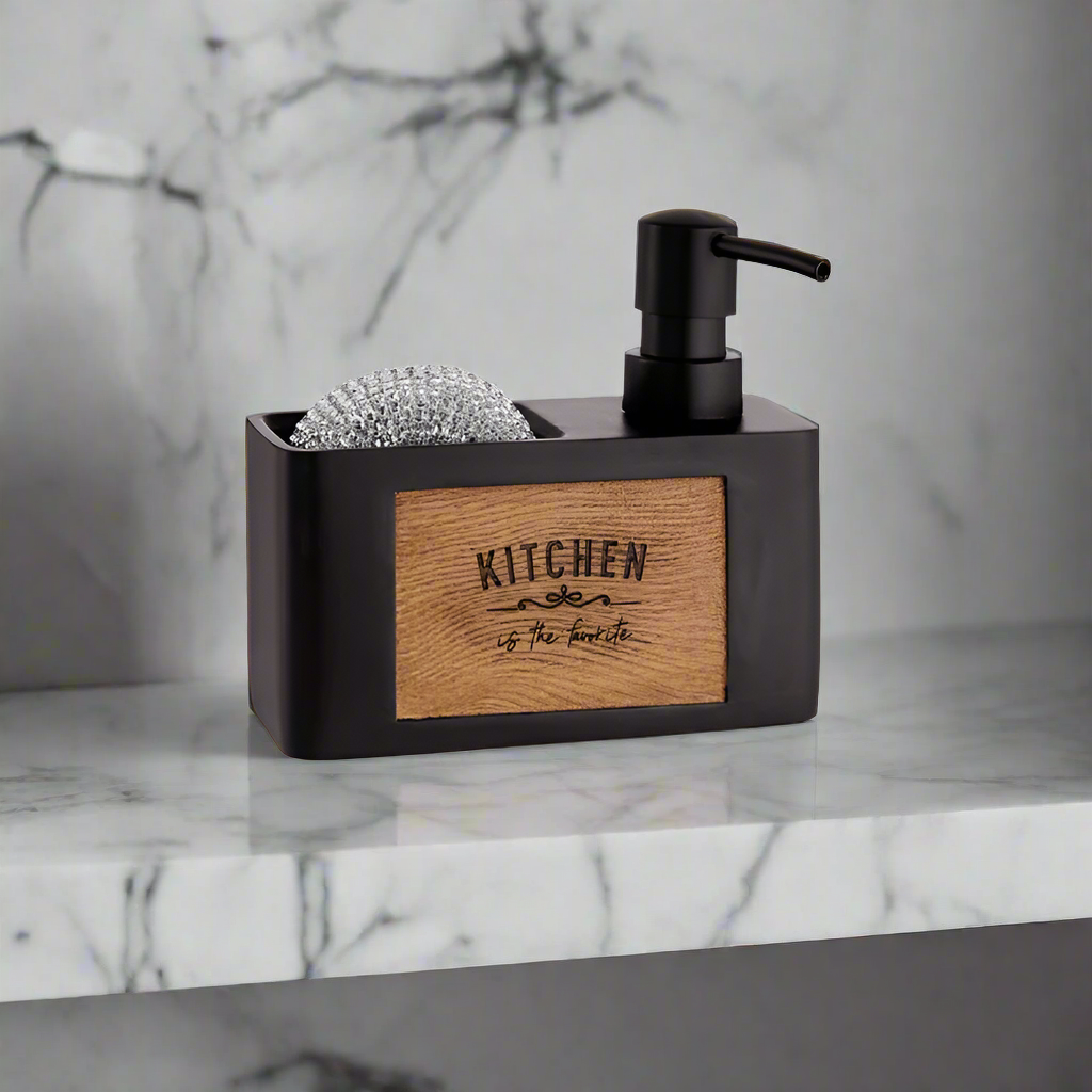 Matt Black Soap Dispenser Wood Painting