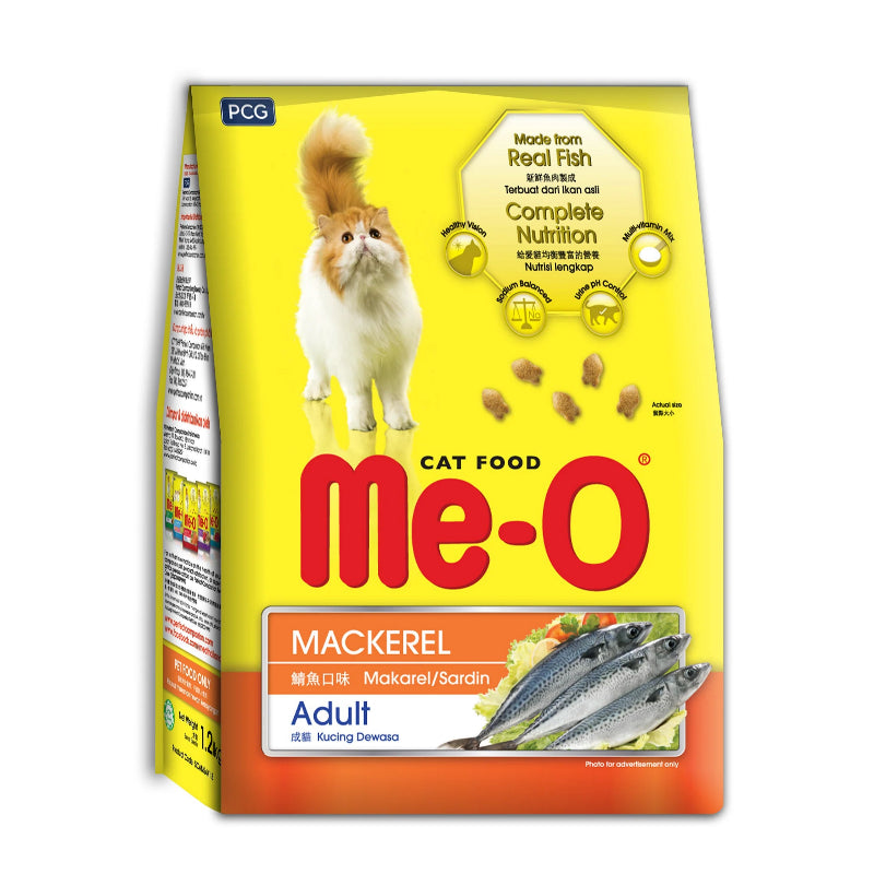 Me-O Dry Adult Cat Food Mackerel Flavor 1.2kg (Pack of 6)