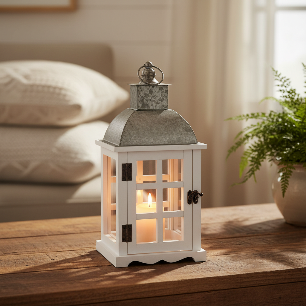 White Wood Candle Holder