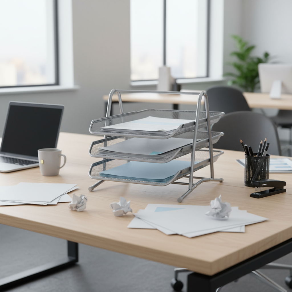 Metal Basket Tray Desktop 3 Shelf