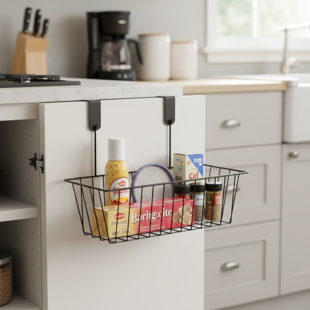 Metal Basket With Hanger Black