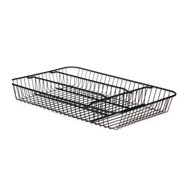 Metal Cutlery Tray 4 Compartments Black