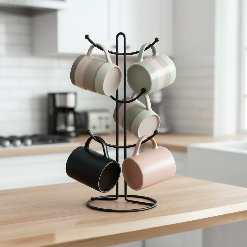 Metal Holder 6 Cups Black