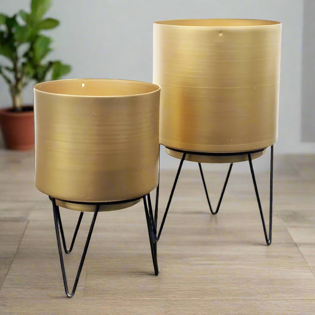 Flower Pot With Wire Stand x2