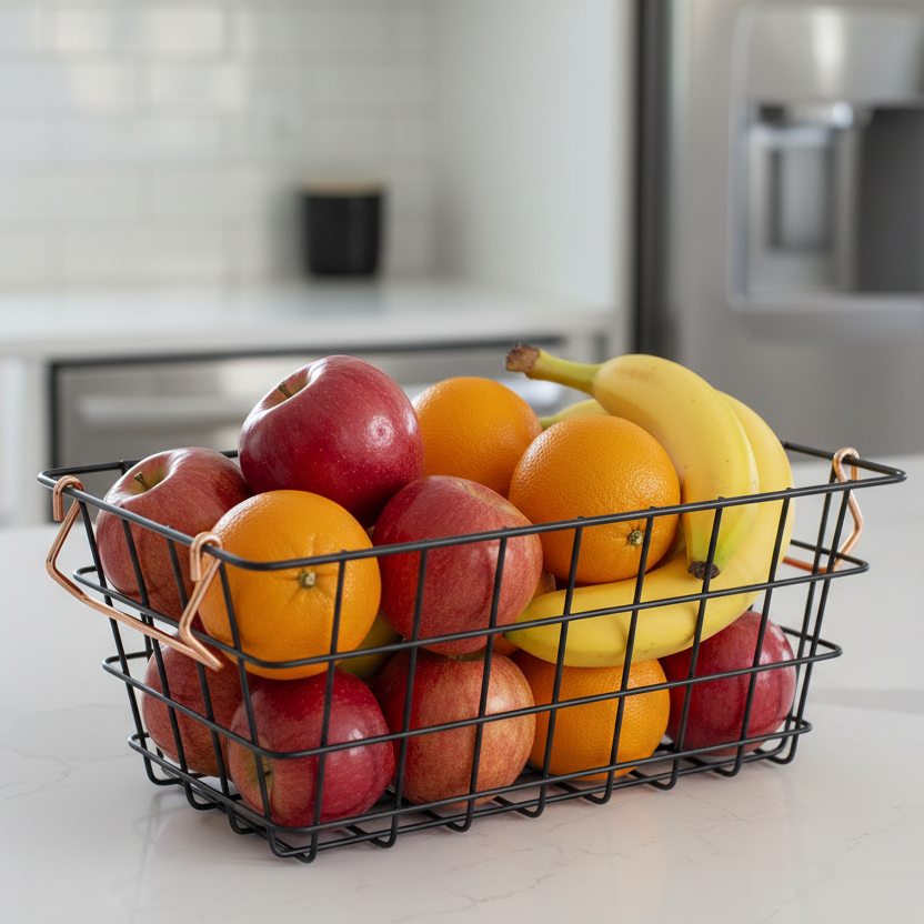 Metal Storage Basket Handle Copper Black