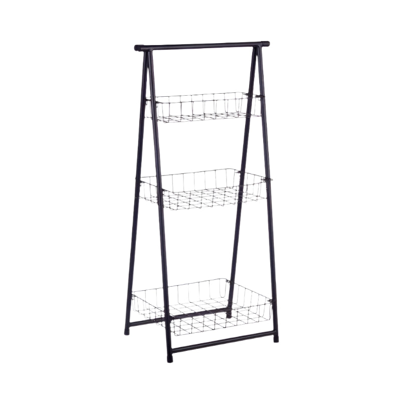 Metal Three Tiers Shelf Black Ladder