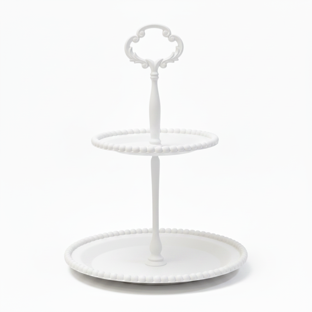 Metal White 2 Tiers Cake Stand