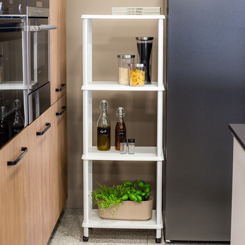 Kitchen Storage Four Shelf Trolley White