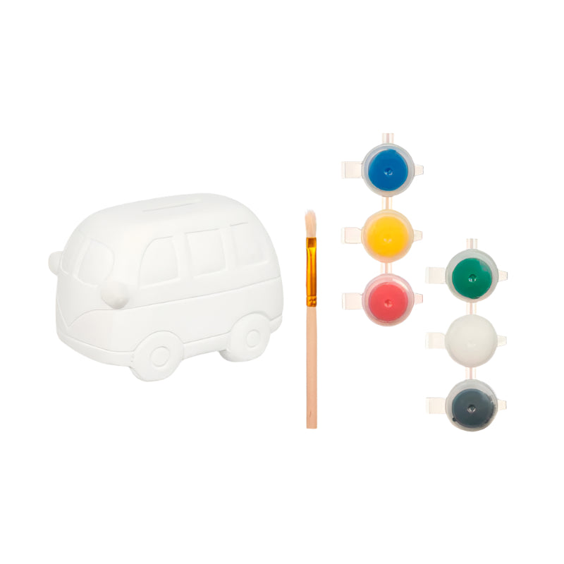 Piggy Bank to Paint Van 6 Colors Brush