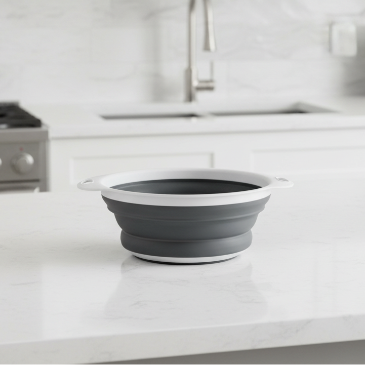 Collapsible Round Strainer White and Grey 20cm