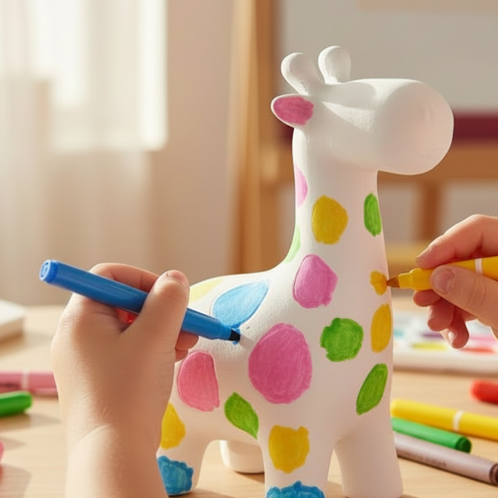 Small Painting Money Box Giraffe Form