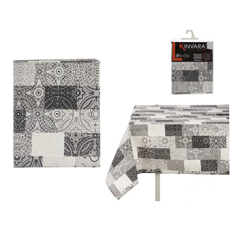 Grey Tiles Stain Resist Canvas Table Cloth