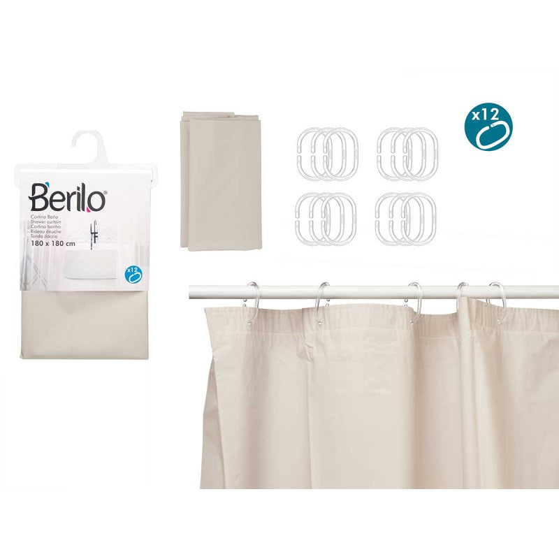 Transparent Bathroom Curtain Beige 180x180cm