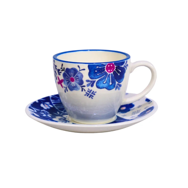 Porcelain Tea Set White (Set of 16pcs) Blue Flower