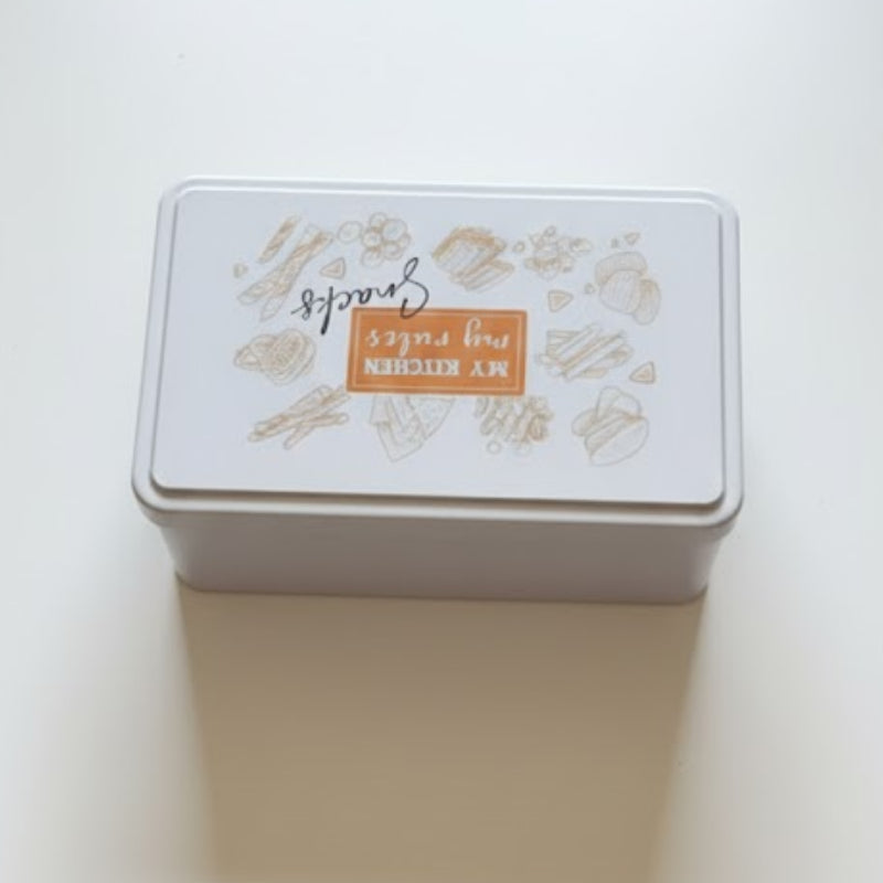White Rectangular Tin Snacks Can