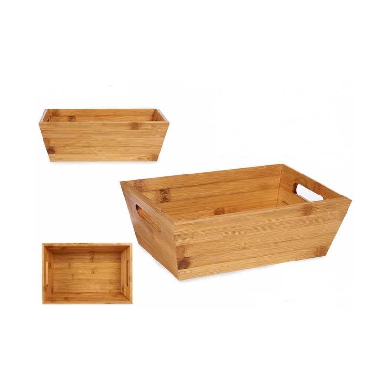 Bamboo Wood Storage Box With Handles 33cm