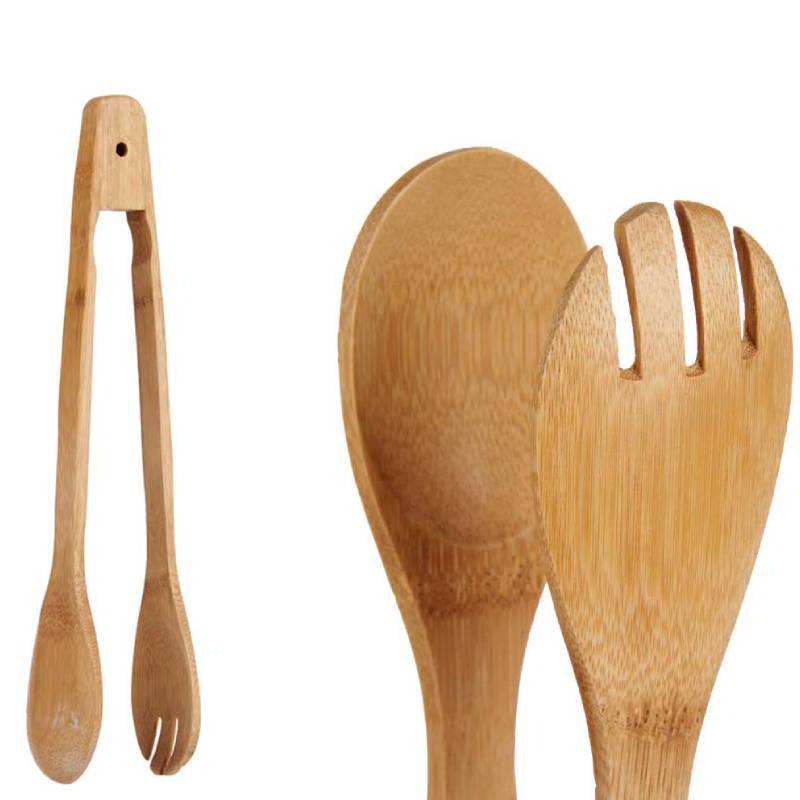 Bamboo Kitchen Tongs Spoon Fork