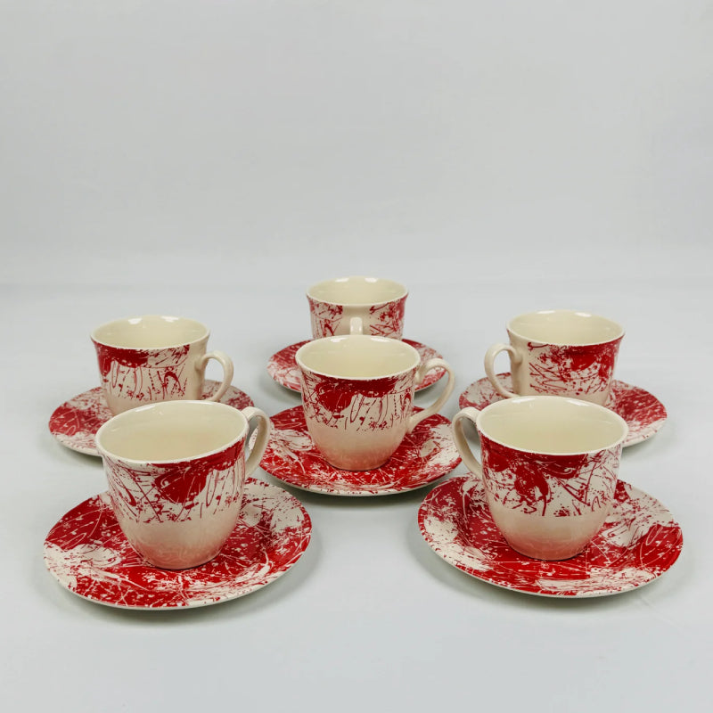 Splatters Pink Cup Saucer Set 12pcs