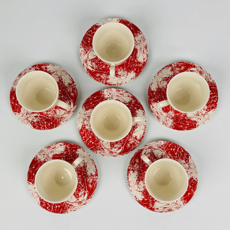 Splatters Pink Cup Saucer Set 12pcs