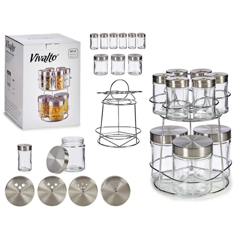 Set 9 Glass Jars and Spice Bottle 85ml + 320ml