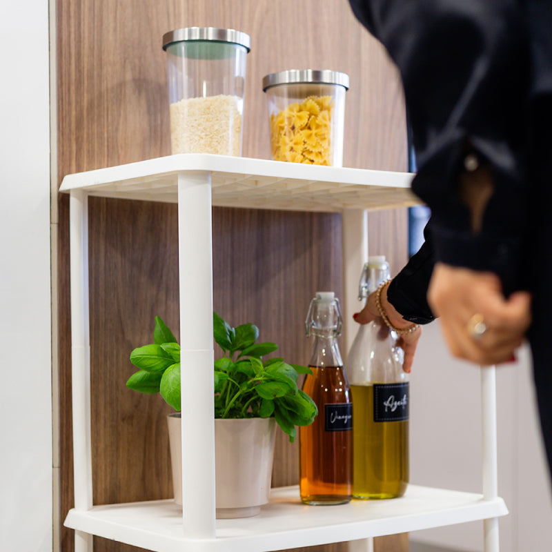 Kitchen Storage Three Shelf Trolley White