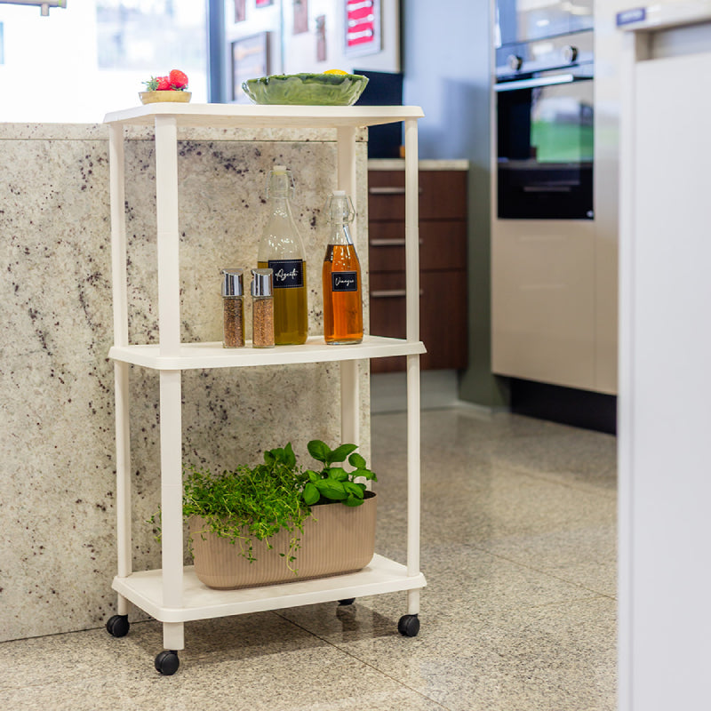 Kitchen Storage Three Shelf Trolley White
