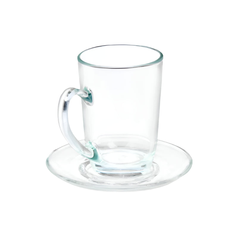 Glass Tea Cup 200ml With Saucer (Set of 6)