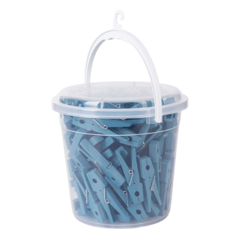 Plastic Bucket 1.25L With 44 Clothes Pegs