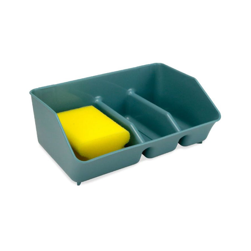 Multi-Compartment Plastic Sink Caddy with Sponge