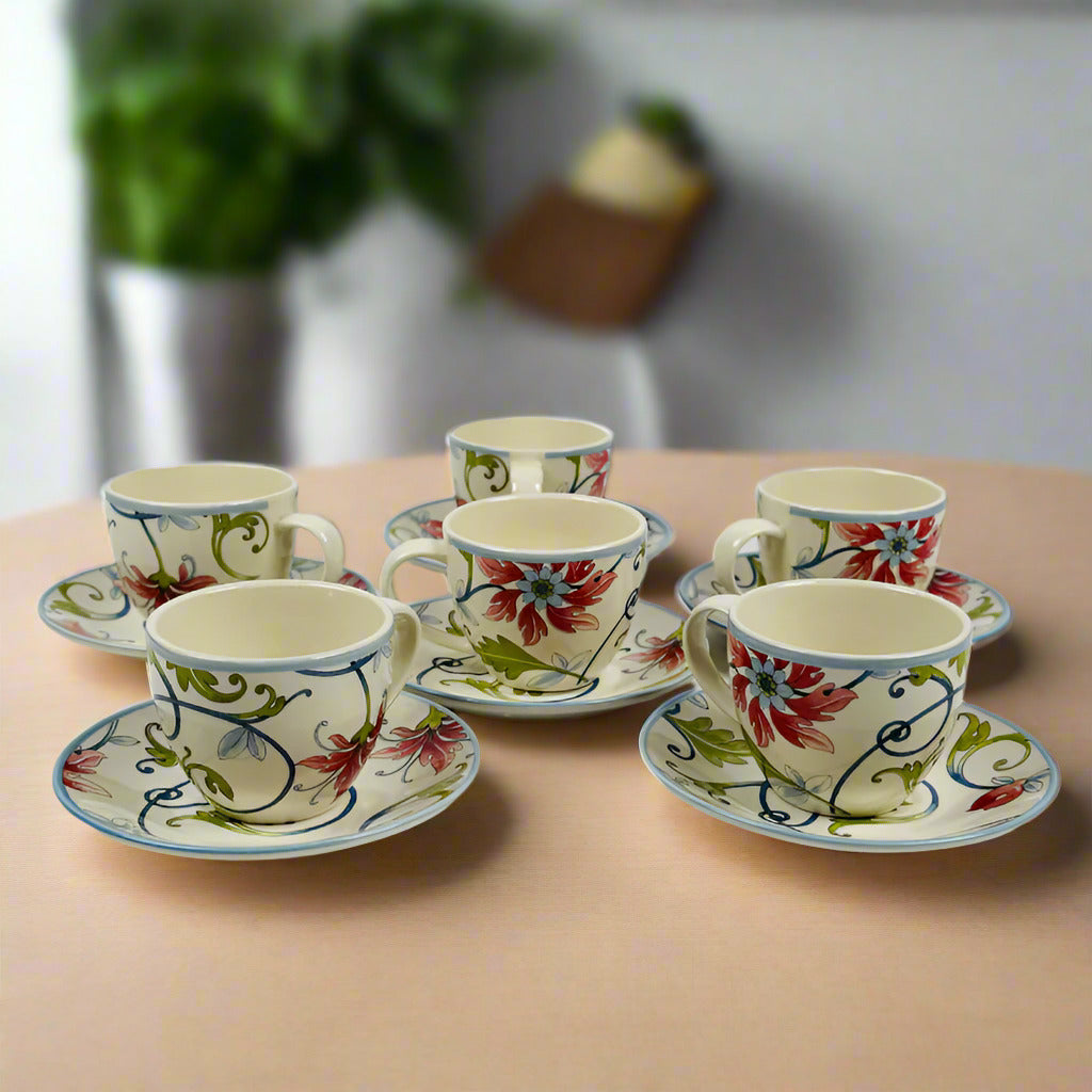 Botanical Spiral Cup Saucer Set 12pcs