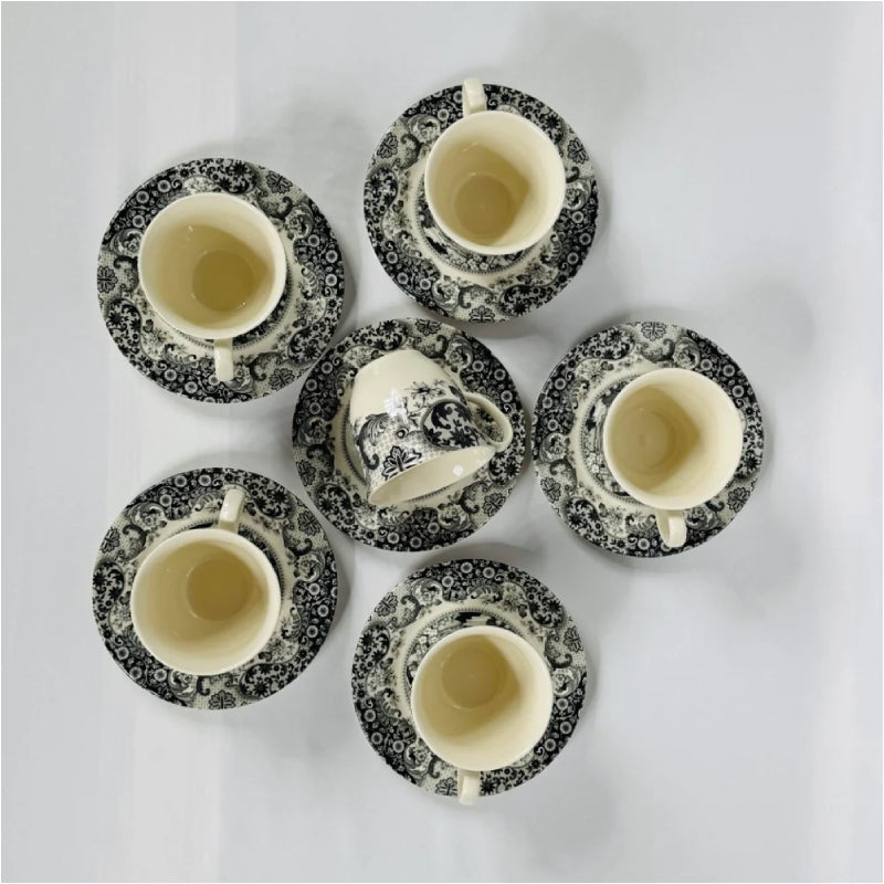 Rome Grey Cup Saucer Set 12pcs