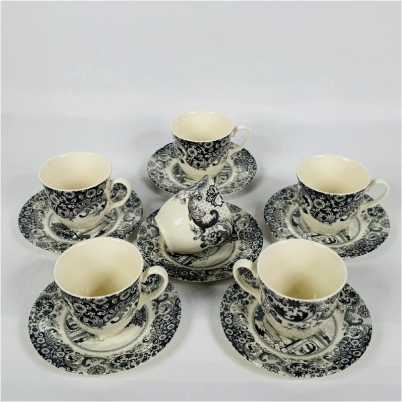 Rome Grey Cup Saucer Set 12pcs