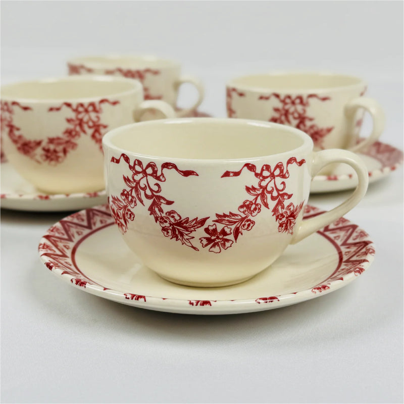 Lagny Pink Cup Saucer Set 12pcs