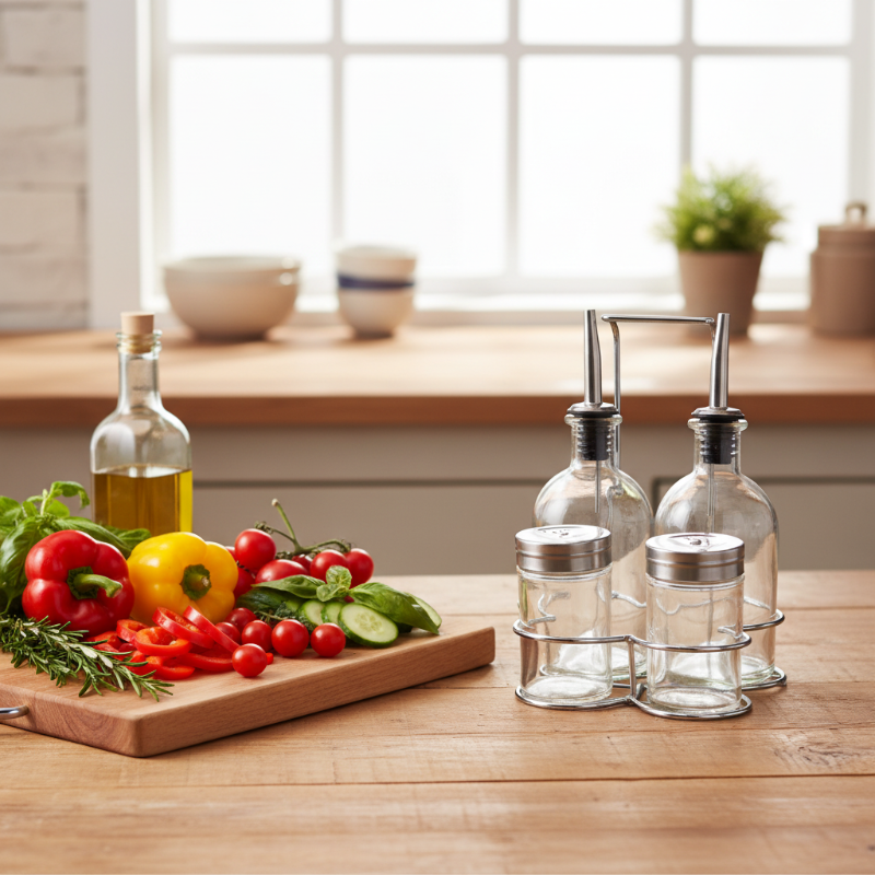 Oil & Vinegar/ Salt & Pepper Dispenser Stand 5pcs