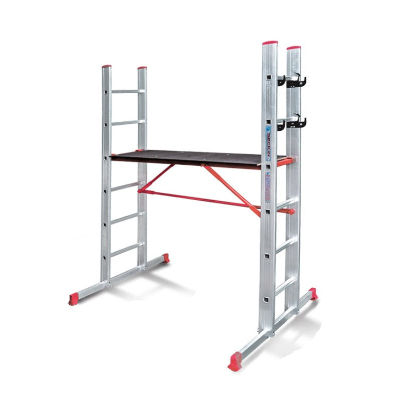 Material: Aluminum Height: 16.5ft Number of Steps: 2 x 17 steps Profile Sizes: 90 x 25mm Weight: 65 Kgs Made in Turkey