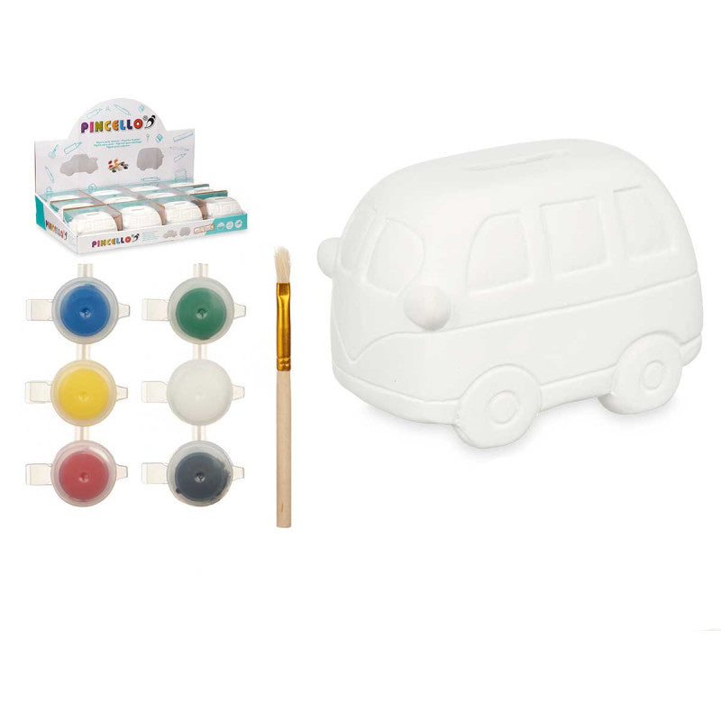 Piggy Bank to Paint Van 6 Colors Brush