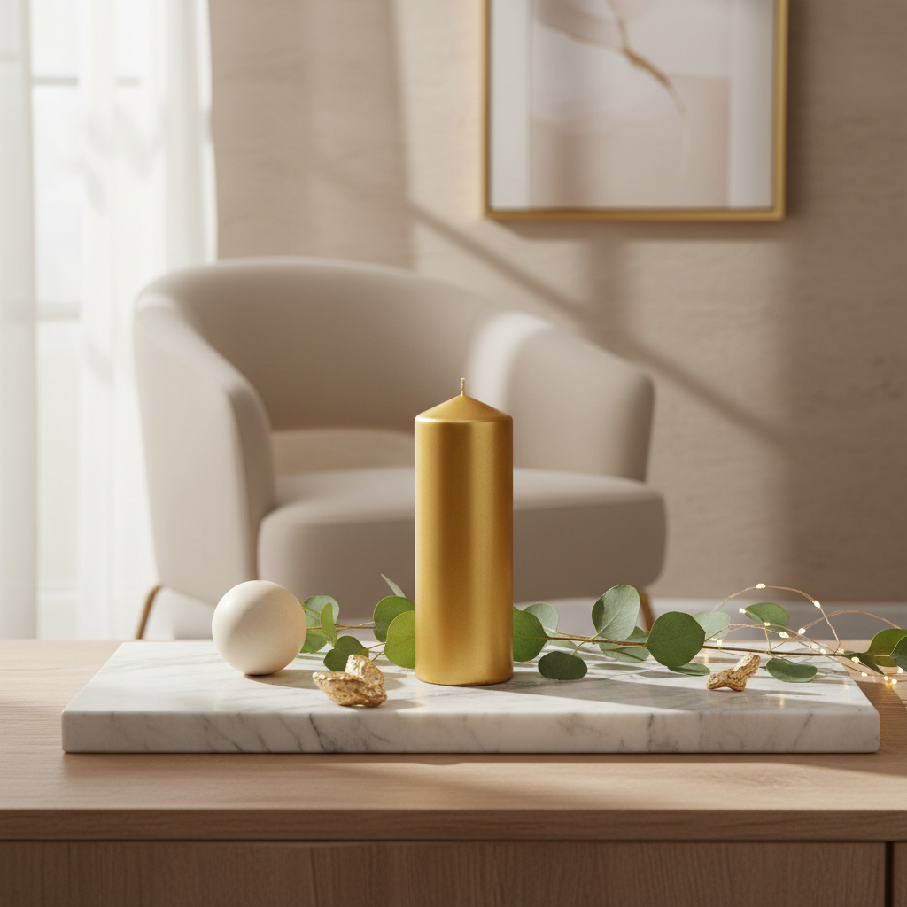 Pillar Candle Gold 20cm