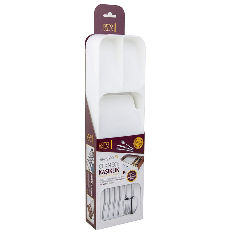 Plastic Cutlery Organizer White