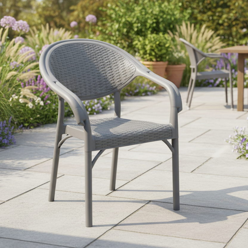 Bambu Rattan Armchair Grey