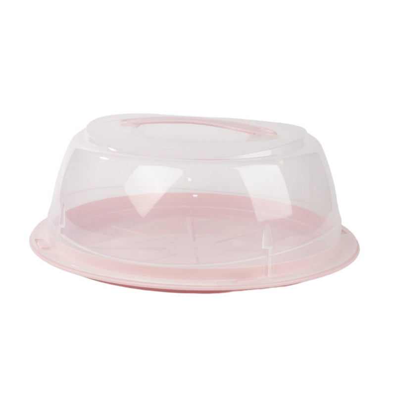 Plastic Cake Dish Round With Lid Pink