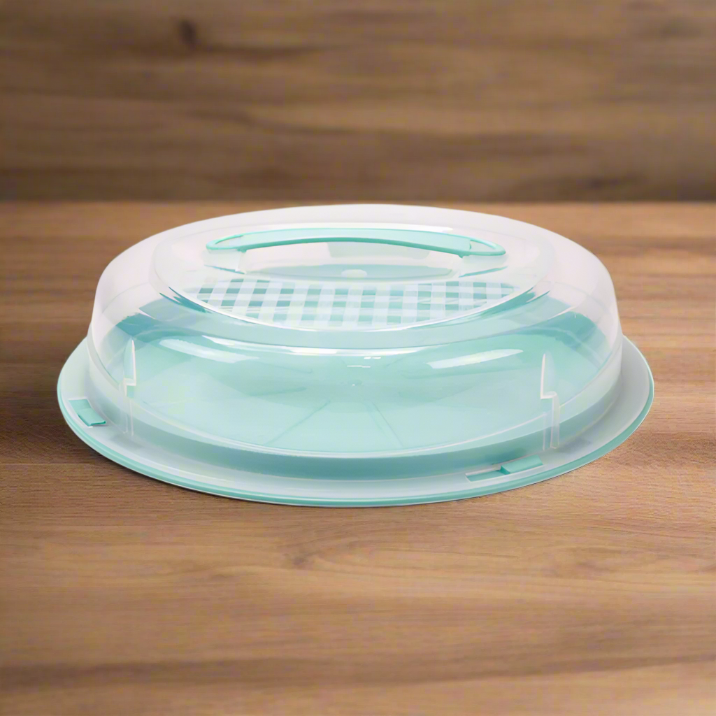 Plastic Cake Dish Round With Lid Sea Green