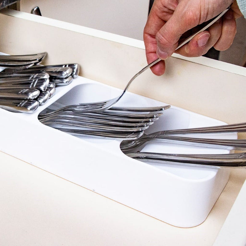 Plastic Cutlery Organizer White