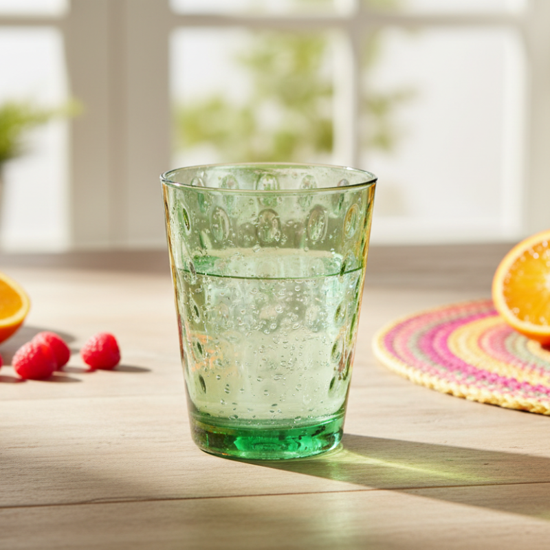 Plastic Dots Serving Glass 470ml Green