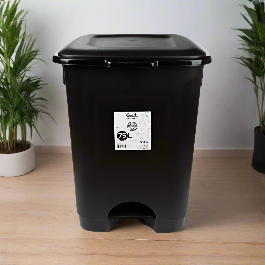 Plastic Garbage Bin 75L Black