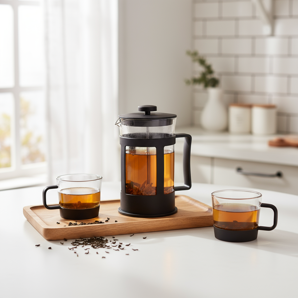 Plastic Glass Teapot With Plunger 1L